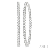 10 ctw Inside-Out Round Cut Diamond 2-Inch Hoop Earrings in 14K White Gold